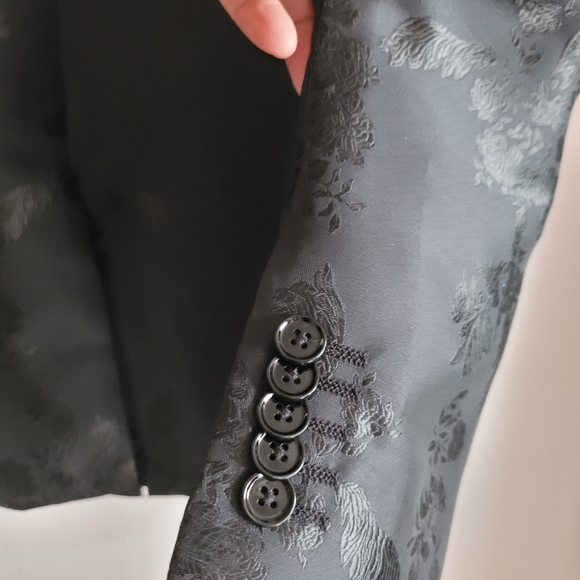 Express Men's Black Patterned Tuxedo Blazer Slim Fit 44S - Picture 3 of 10